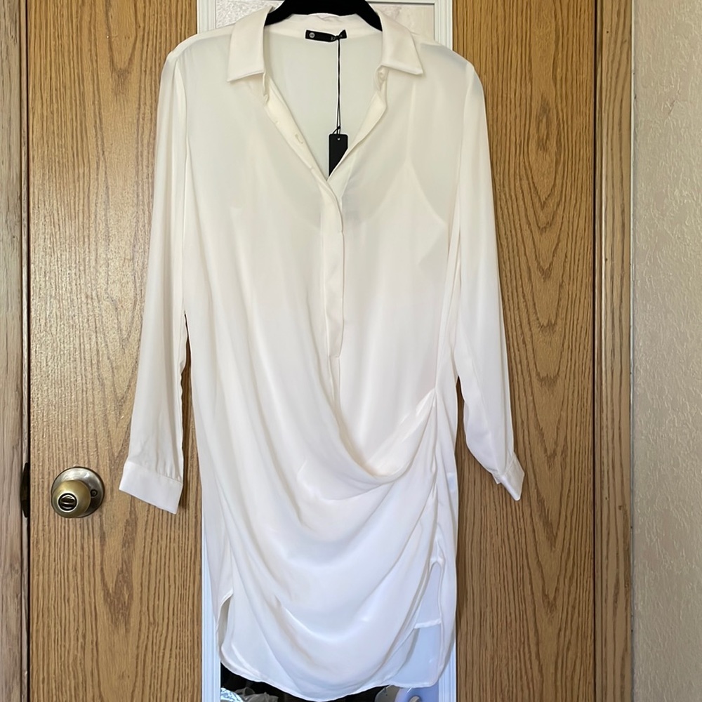 KRISSA Cream Shirtdress